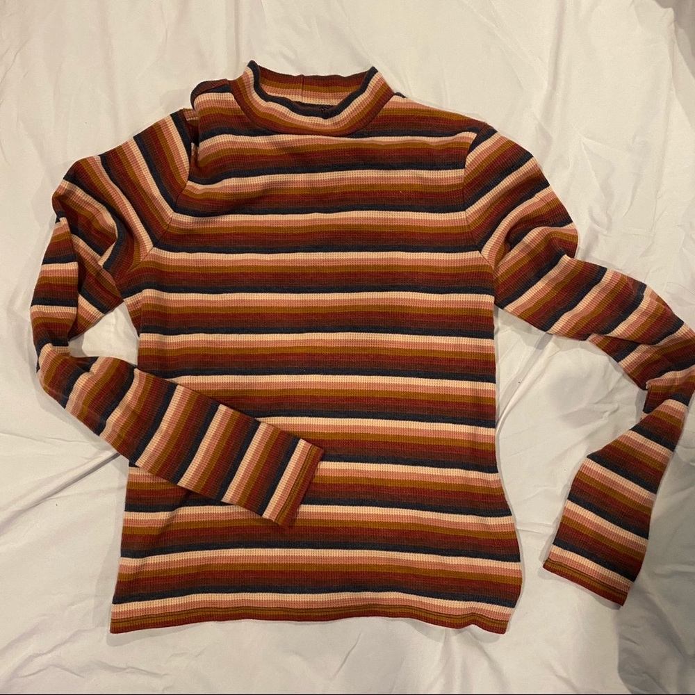 American Eagle Striped Mock Neck Shirt